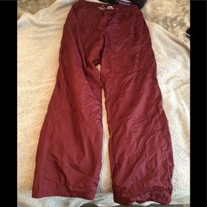 Red windbreaker sweats.